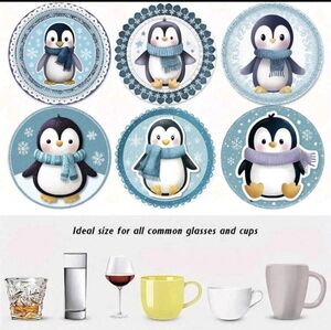 Penguin Coaster Set Of 6 Rubber